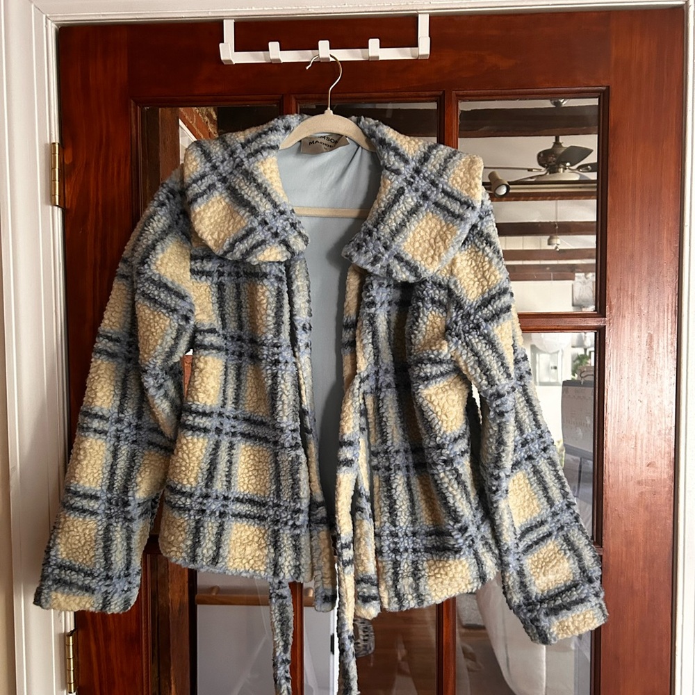 Damson Madder Alfie Sherpa Plaid Cardigan - Picture 6 of 9